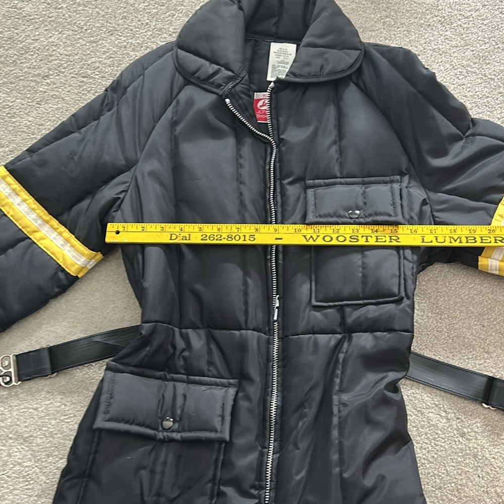 VTG 70s Insulated Snowmobile Suit Ski Full‎ Zip Ladies M JCP Black & Yellow - Picture 4 of 12